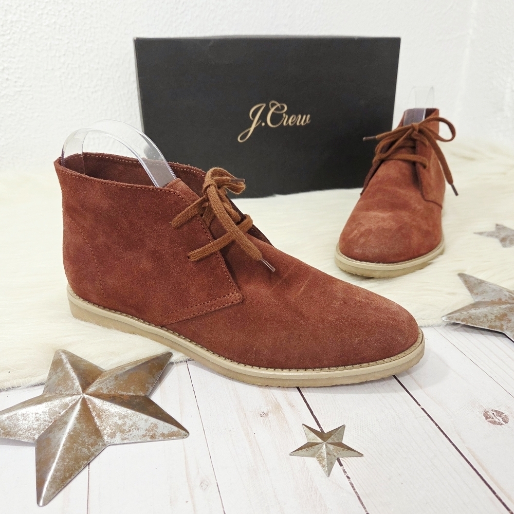J. Crew Macalister Boots Burnished Pecan Suede Rust Brown Lace-up Size 8.5